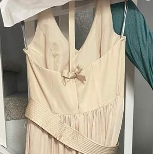 Full length Champagne bridesmaid dress